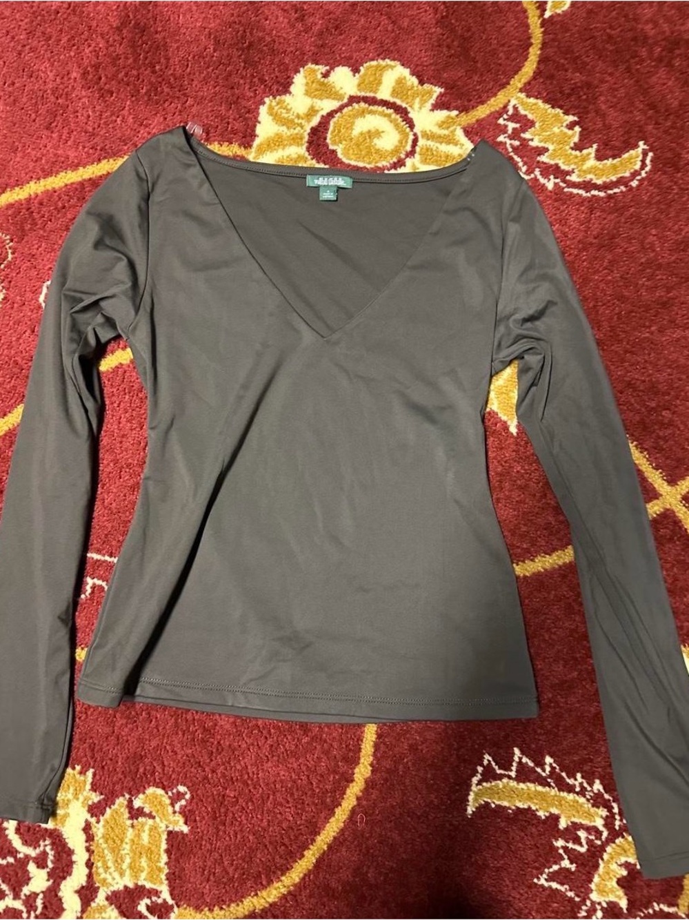 wild fable Brown V-Neck Long Sleeve Top